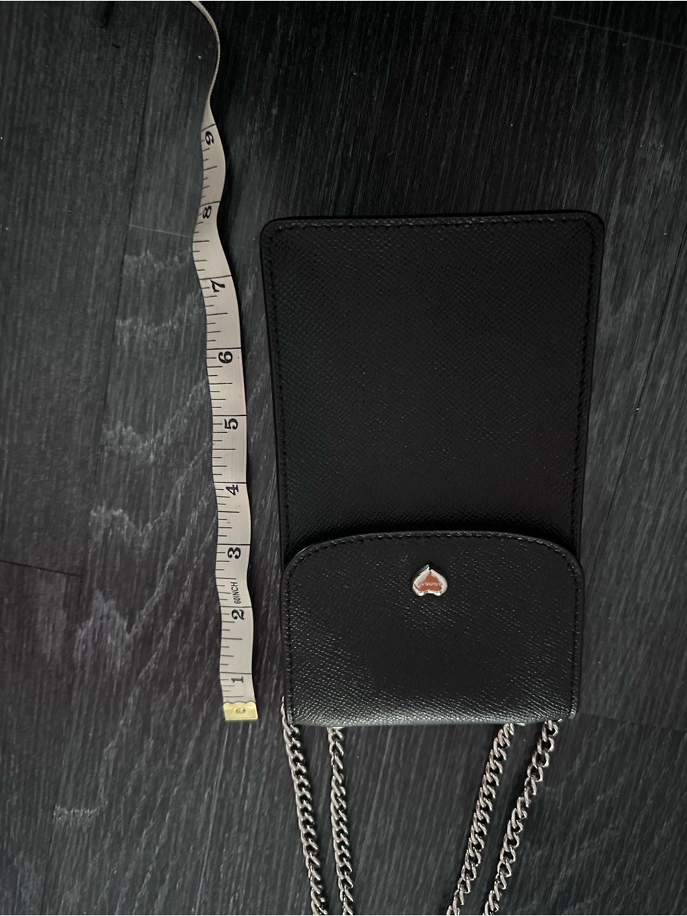 Coach Black Leather Phone Crossbody Chain Wallet Hearts - Picture 5 of 9